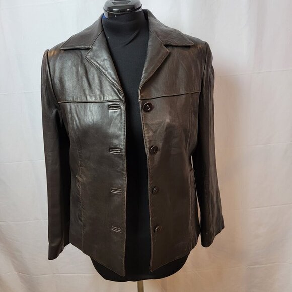 Vintage Anonymous by John Carlisle Leather Jacket - Size L Petite - Picture 2 of 10